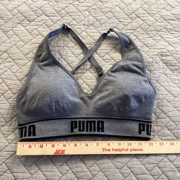 PUMA Women's Charcoal Sports Bra Sz M - Picture 3 of 5